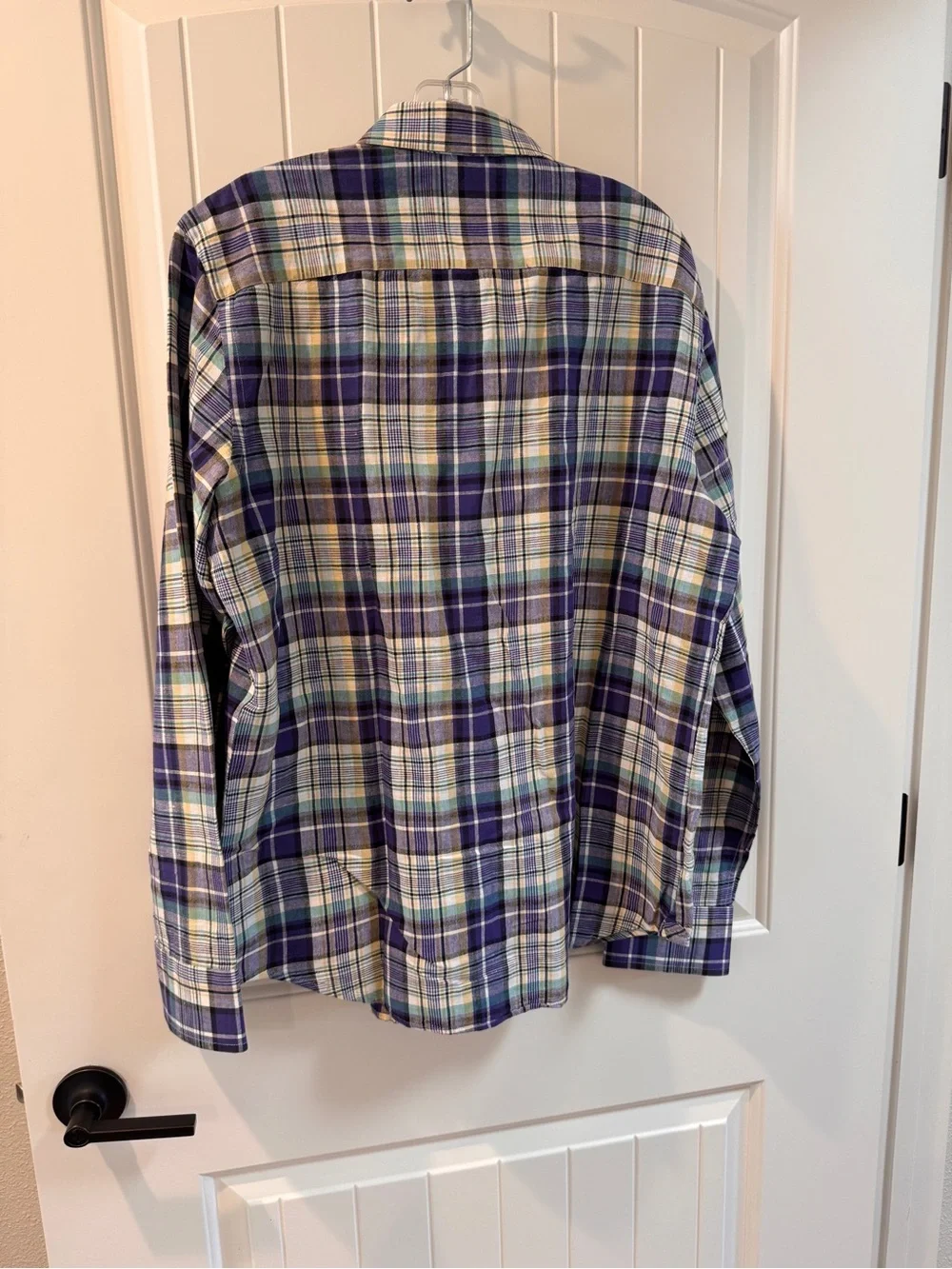 Banana Republic Plaid Button-Down Shirt in Purple, Green and White